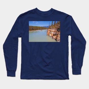 Canada. Canadian Rockies. Jasper National Park. Athabasca River. Cliff. Long Sleeve T-Shirt